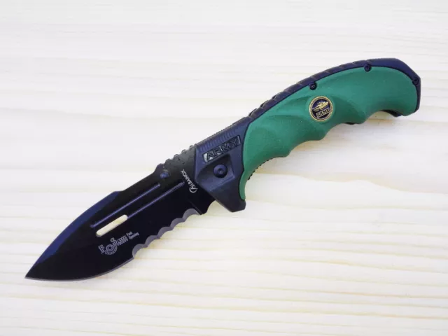 Navaja Tactica Army Verde Hoja 9 Cm Apertura Asistida Sknife Messer Coltello