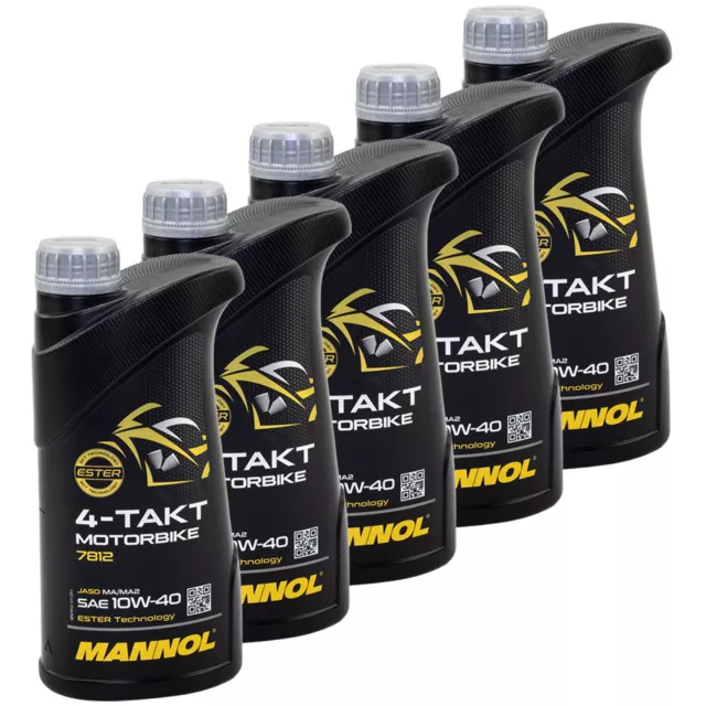 MANNOL Motoröl Motorbike 4-Takt 10W-40 API SL 5 X 1 Liter für Adly Herchee Honda