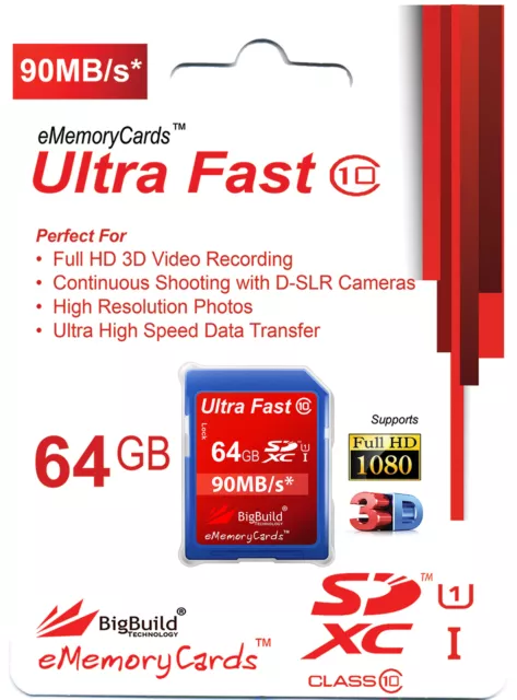 64GB Memory card for Panasonic HDC SD40 Camcorder | Class 10 80MB/s SD SDXC New