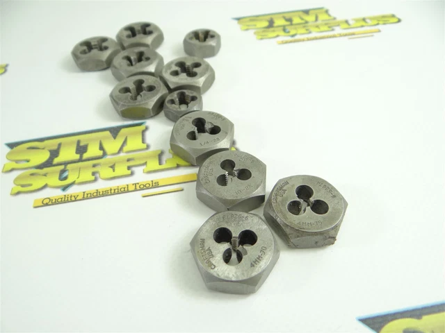11Pc Assorted Carbon Steel Hex Dies M4 X 0.7 To 7/16"-20Nf Craftsman & Japan