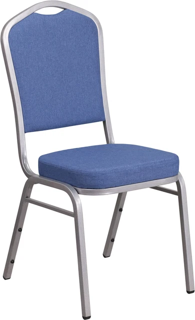 10 PACK Banquet Chair Blue Fabric Restaurant Chair Crown Back Stacking Chair