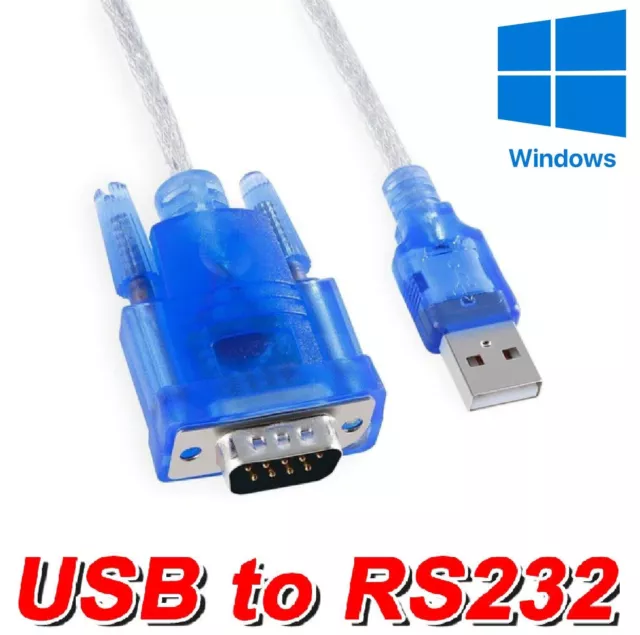 USB to 9-pin DB9 RS232 Serial Cable Adapter Converter Win10 Win8 Win7 32/64 Bit