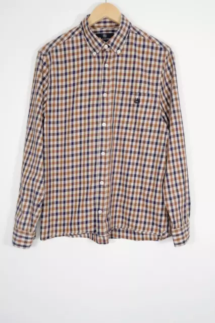 Aquascutum Of London House Check Long Sleeved Shirt Mens Size Large