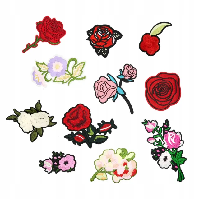 11er Set BLUMEN Applikationen Patches Bügelbild Flicken Aufnäher zum Aufbügeln