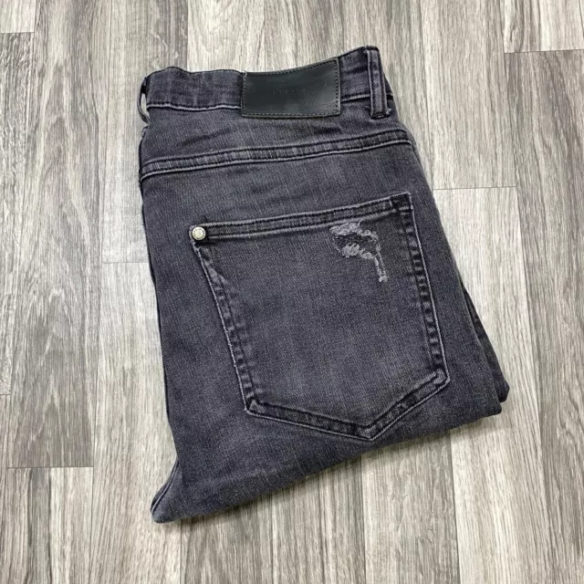 H&M Skinny Leg Button Fly Black Denim Jeans Men's Size 31 / 32