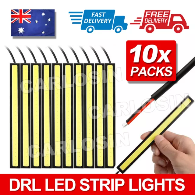 10X 12V Waterproof White DRL LED Strip Lights Bars Camping Caravan Boat Car COB