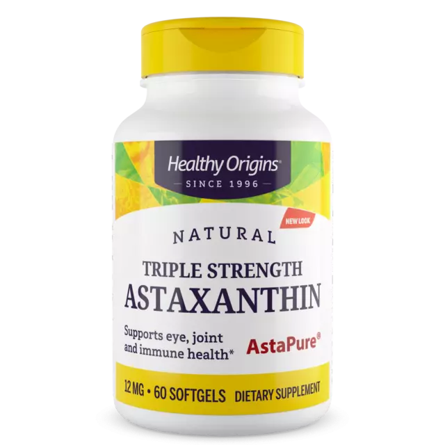 Healthy Origins Astaxantina 12mg 60 Cápsulas Blandas, Ojos, Junta Salud, Inmune