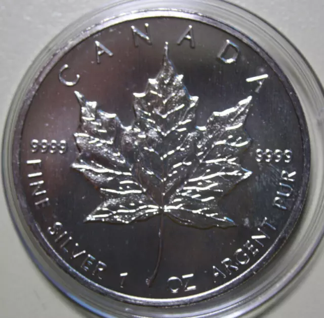 Silver, 1 oz Canada-Canada Maple Leaf $5 1989 F#5520 ST-BU in Capsule