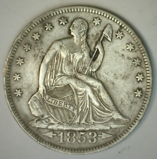 1853 Seated Liberty Silver Half Dollar 50c US Type Coin Extra Fine Arrows & Rays