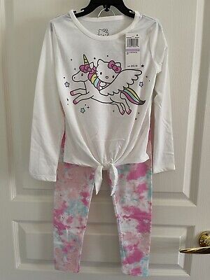 Girls Size 6 Hello Kitty Super Cute  2 Piece Outfit Riding A Unicorn NWT