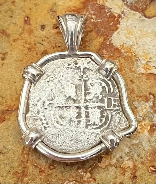 Pirate Coin Sunken Treasure Piece of Eight Hand-struck Authentic 1R SS pendant
