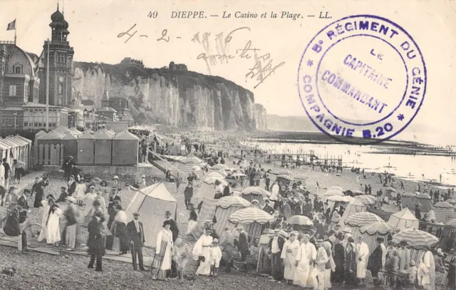 Cpa 76 Dieppe Le Casino Et La Plage