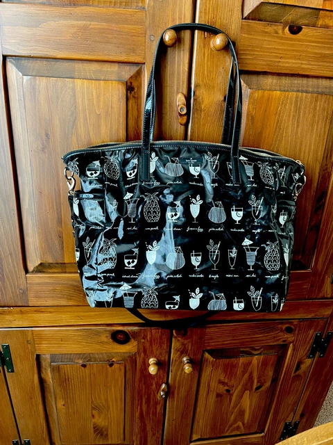 Kate Spade Black Vinyl Baby Bag Daycation Tiki Cocktail Bar Design