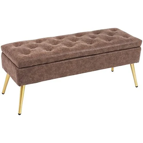 Modern Leather Storage Ottomans Bench - Seat Footrest Shoe Bedroom Bench