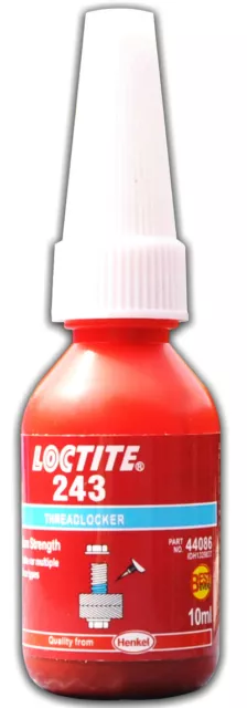 Loctite 243 Medium Strength Threadlocker  Best Ever Metal Adhesive 10 Ml