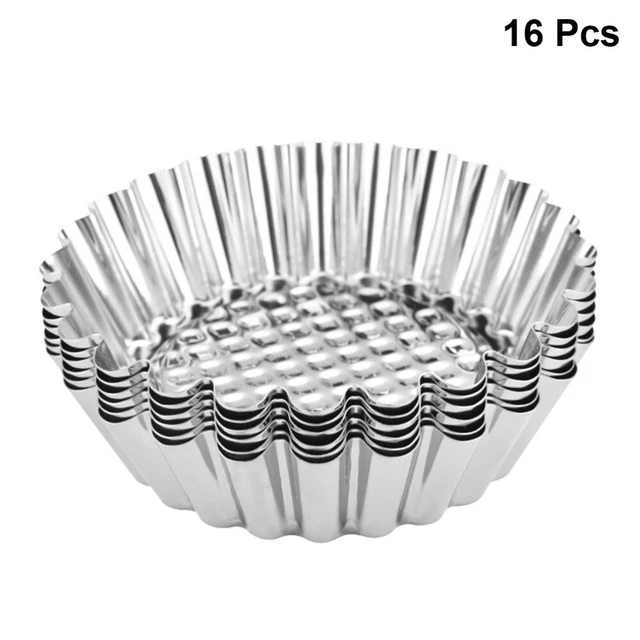 Jinminamz 18 Moules à Tartelettes Acier Inoxydable - Réutilisables Pour Cupcakes, Tartes Et Desserts