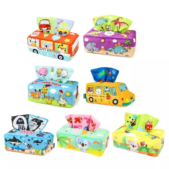 Sensory Pull Tissue Box Toddler Infant Baby Toy Colorful Scarves for Kids