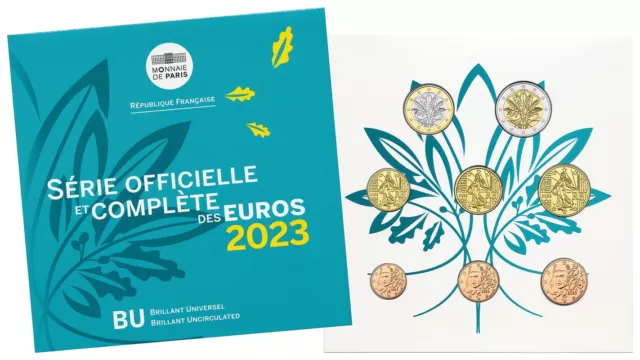 Frankreich Kursmünzensatz 2023 Stempelglanz - 1 Und 2 Euro Mit Neuem Motiv