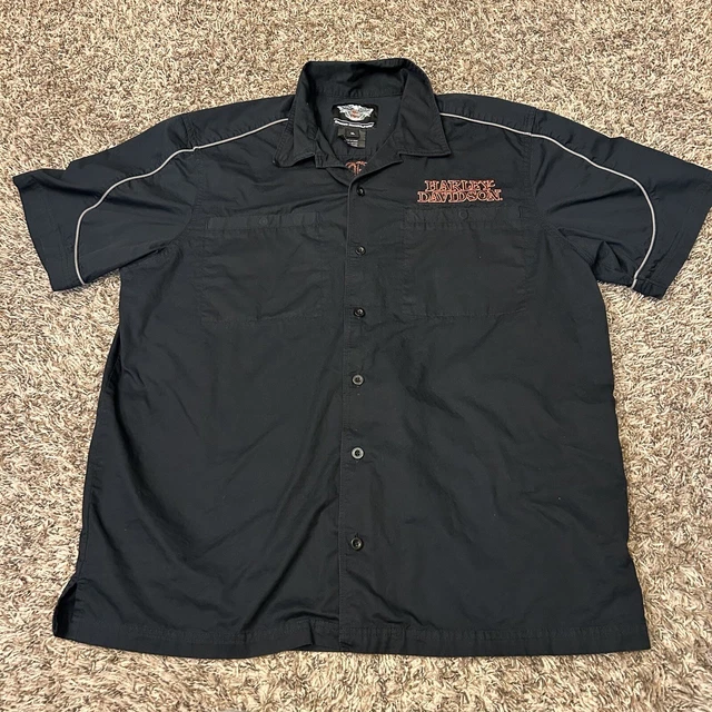 HARLEY DAVIDSON GARAGE Shirt Mens Extra Large Black Short Sleeve