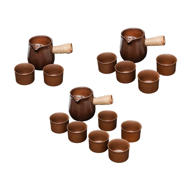 Teiera in ceramica con tazza da tè con manico avvolto in corda Teiera a foglie