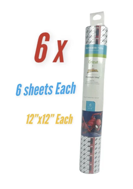Lot of 6 Cricut Spiderman Premium Vinyl Removable Matte NEW 6 Sheets Each Pack
