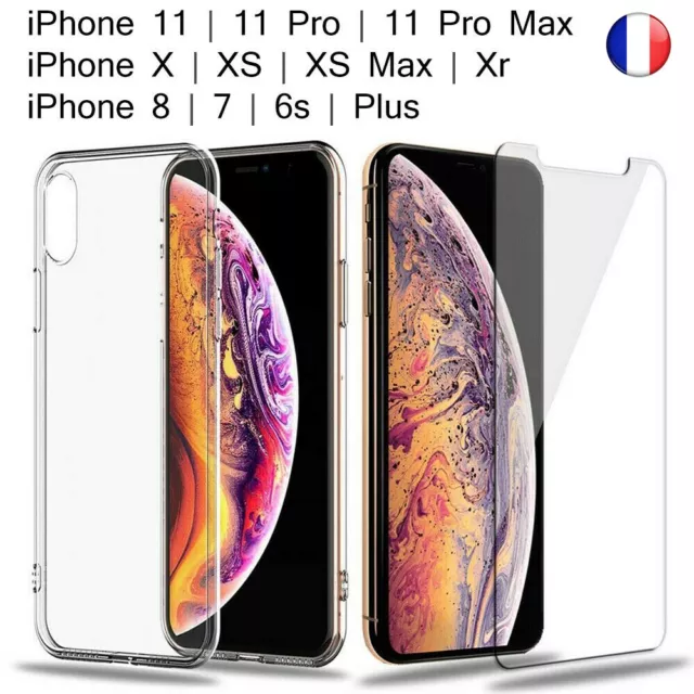 Coque + Verre Trempé Film Vitre Protection Ecran Pour iPhone 11 Pro XS MAX 8+