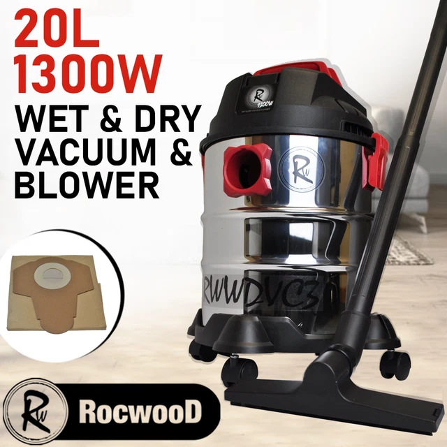 WET AND DRY Vacuum Cleaner 20L RocwooD Stainless Steel 1300W 230V