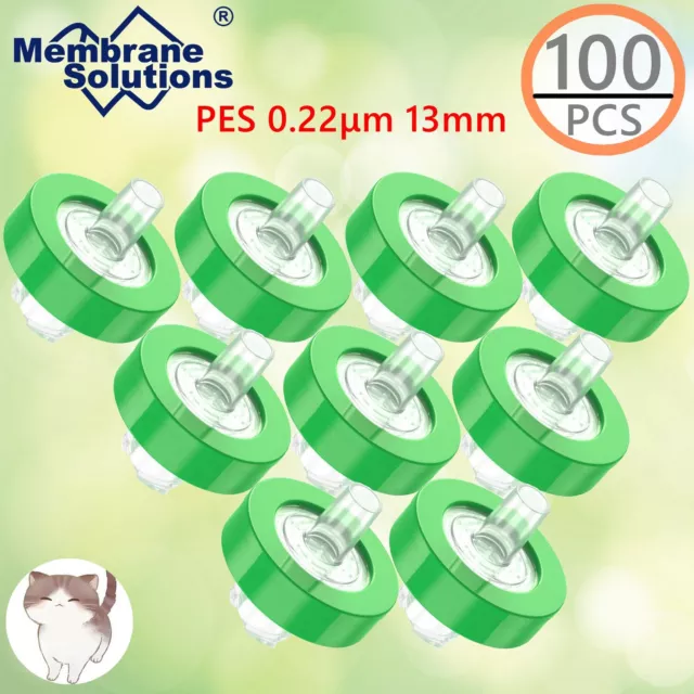 100PCS Syringe Filter Sterile Filter PES Membrane 0.22µm Pore Size 25mm Diameter