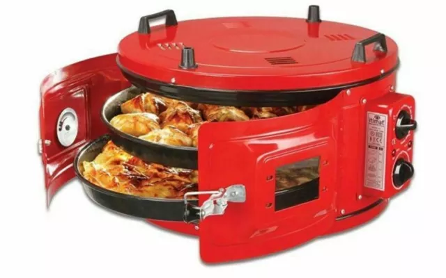 TURKISH Itimat Electrical Roster Grill Round Oven BBQ 32L DOUBLE Tray Mix Grill