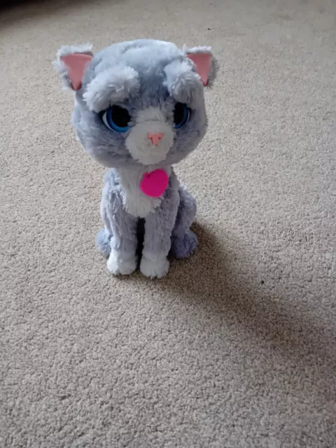 Furreal Friends Bootsie Grey Cat Interactive soft push toy pet 12"