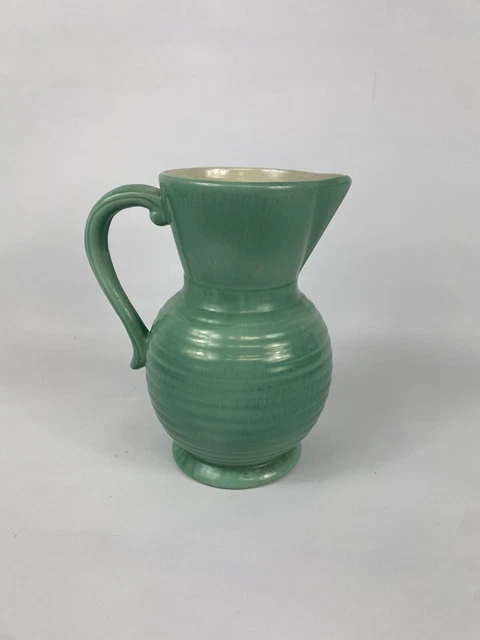 Vintage grünes Steinzeug Krug Krug von Govancroft Studio Glasgow 10 Zoll hoch