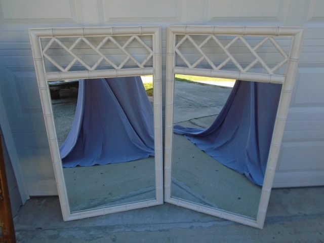Fretwork Pair Mirrors Faux Bamboo 2 Dixie Aloha Allegro Chippendale Henry Link
