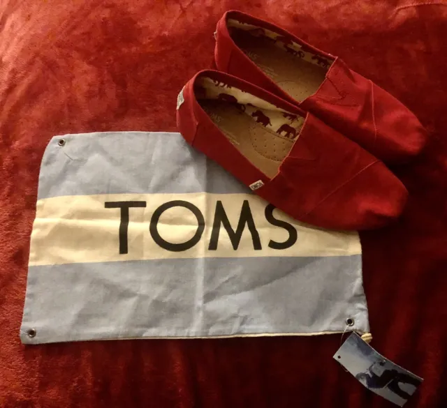 TOMS Classic Alpargata Canvas Red Slip On Shoes Men’s Size 10 “With Dust Bag”