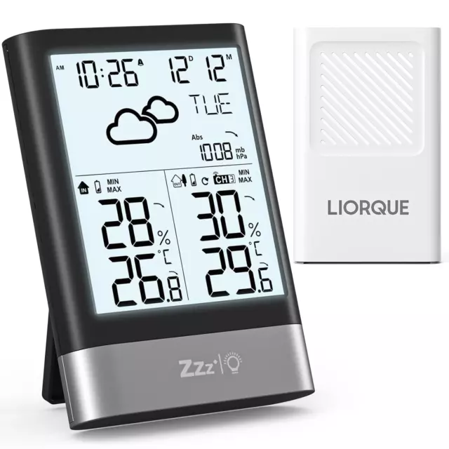 Stazione Meteo Con Sensore Esterno,Stazione Meteorologica Wireless Con Sveglia,T