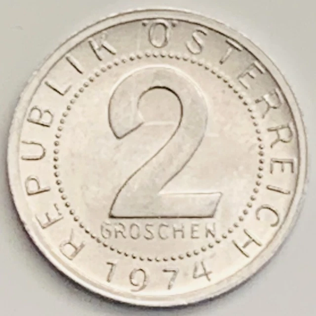 1974 Austria 2 Groschen KM# 2876 Uncirculated Condition