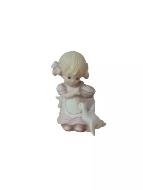 HOMCO Vintage Figurine Little Girl Holding Rabbits Basket, Duck Easter Spring