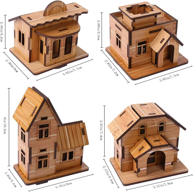 3D Wooden Puzzle Mini DIY Model House Kit Educational Toys Jigsaw Puzzles 2