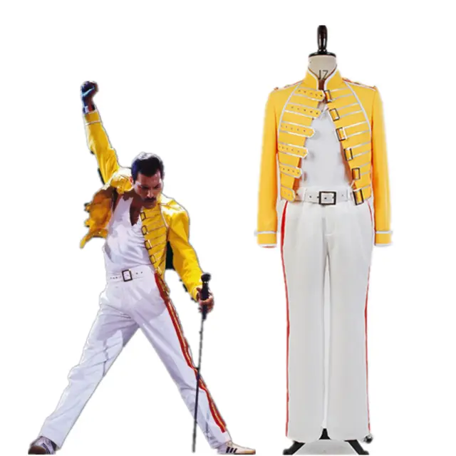 Queen Lead Vocals Freddie Mercury Wembley Cosplay Costume Jacket Pants Shirt