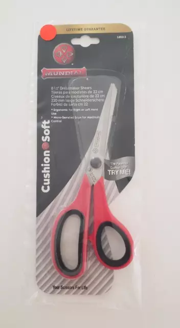 Mundial Cushion Soft 8-1/2" Dressmaker Shears Scissors 1860-3 RED NEW TIJERAS