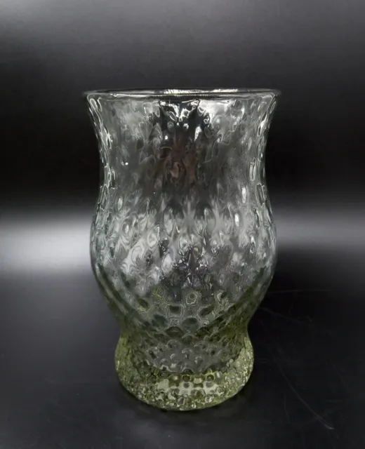 Clear Glass Optic Textured Vase/Candle Holder Heavy 15.5cm Tall