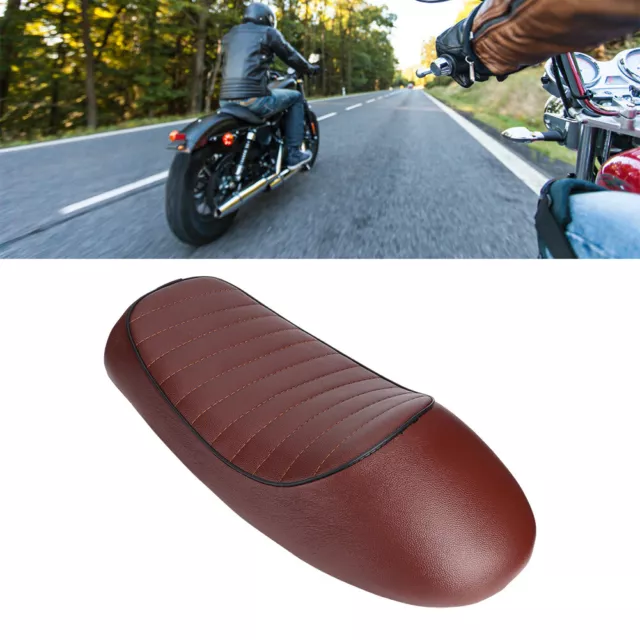 Motorcycle PU Leather Vintage Cafe Racer Refit Seat Flat Saddle Cushion for CG1