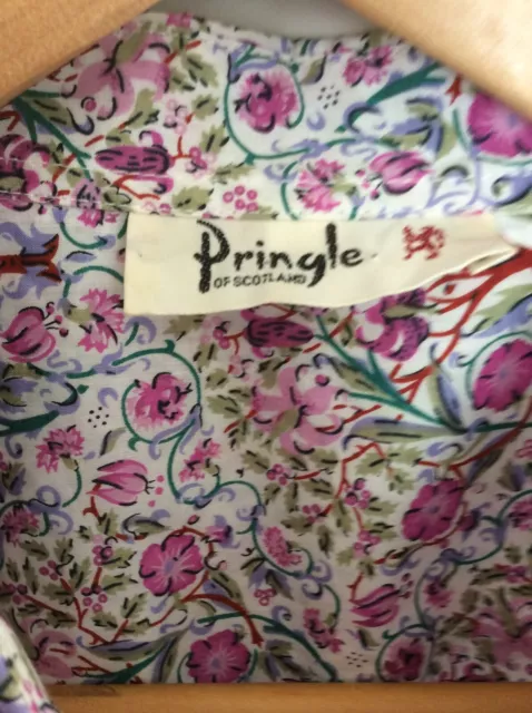 Pringle of Scotland Cotton Floral Paisley Long Sleeve Shirt Blouse 14 3