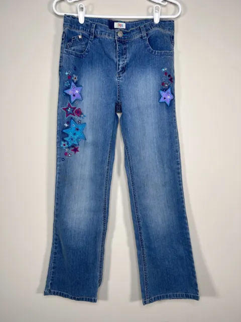 Circo Denim Jeans Girl's 16 Straight Leg Embroidered Colorful Stars School