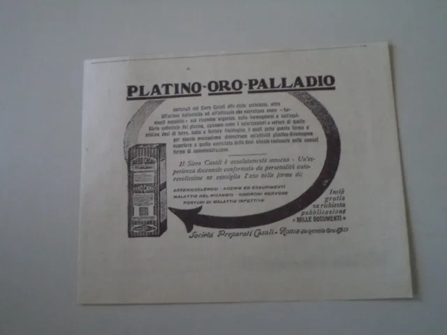 advertising Pubblicità 1927 PREPARATI SIERO CASALI - ROMA