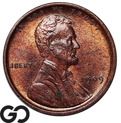 1909 Lincoln Cent Wheat Penny, Red-Brown, Gem BU RB ** Free Shipping!
