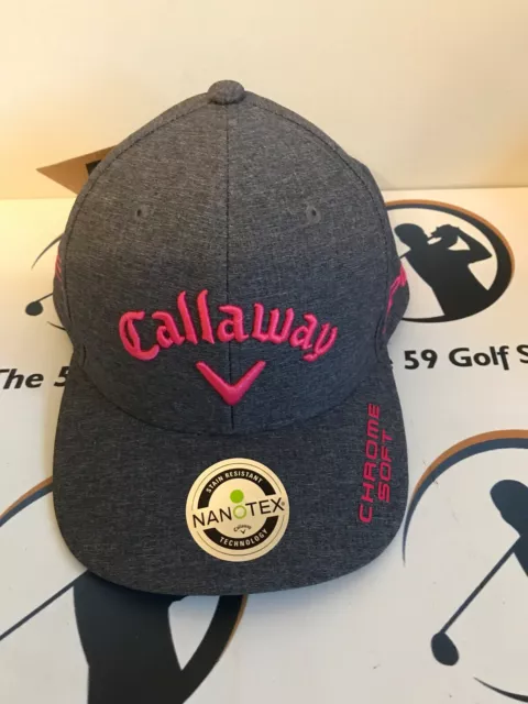 Callaway Rogue ST Golf Cap Hat - Adjustable Fit - Grey Pink - Chrome Soft - New