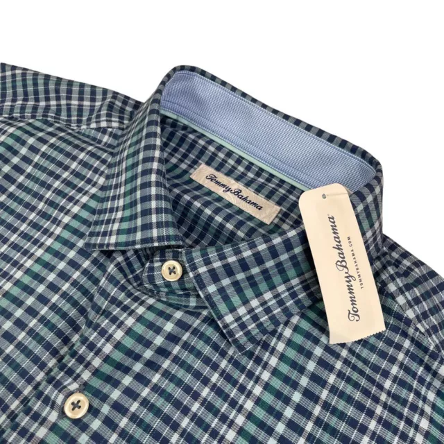 NEW Tommy Bahama Men's 100% Cotton L/S Button Shirt Blue/Green Plaid • Medium