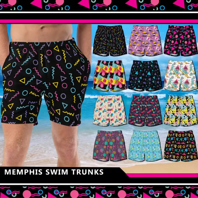 Men's Retro Memphis Swim Trunks #2 - Beach Bathing Suit 80s 90s Geometric Art