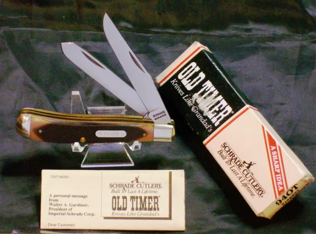 Schrade 94OT Trapper's Knife Old Timer Circa-1980's USA Made & Packaging,Papers