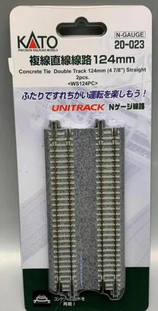 Kato 20-023 UNITRACK (WS124PC) CS DUAL STRAIGHT TRACK 124MM 2PCS  New N Scale